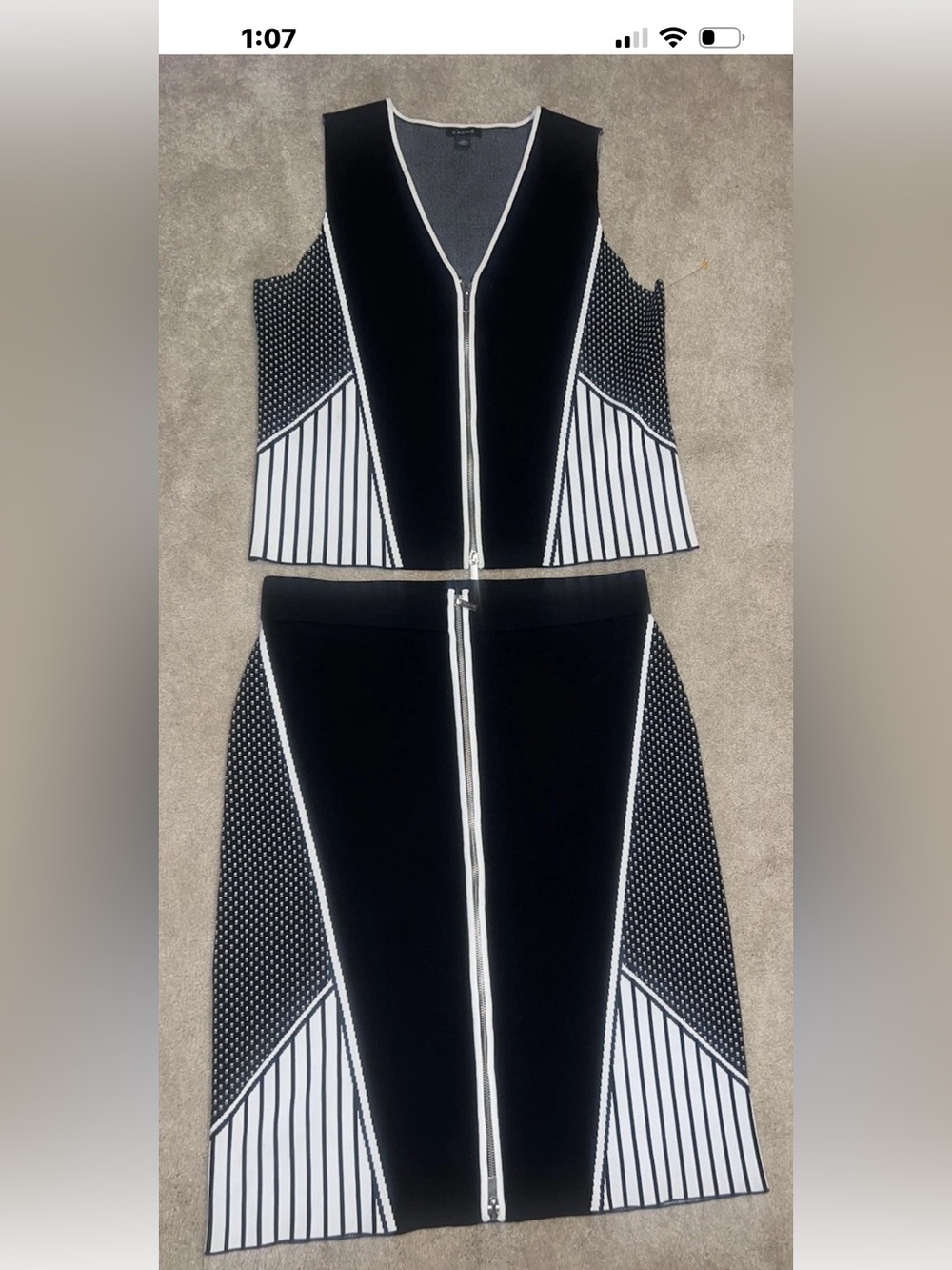 Cache black & white Skirt vest Suit Set Size medium NWOT y2k